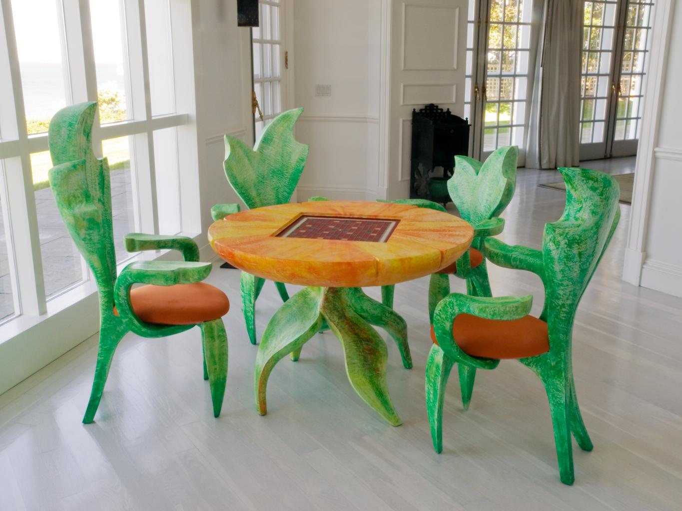 "Gambling at Shelter Island" / "Green Touch" | Table de jeux / 4 fauteuils | 76 x diam. 111cm | 2008